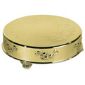 Gold Finish Round Cake Plateau/ Plate with Rose Pattern (14" Diameter)